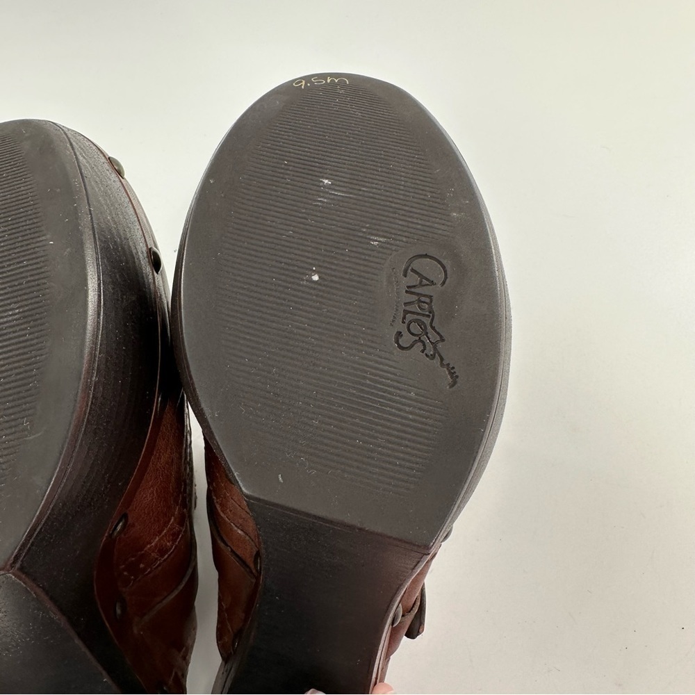 New Carlos clogs size 9.5 Dia brown leather chunky platform clogs vintage y2k - Picture 7 of 13